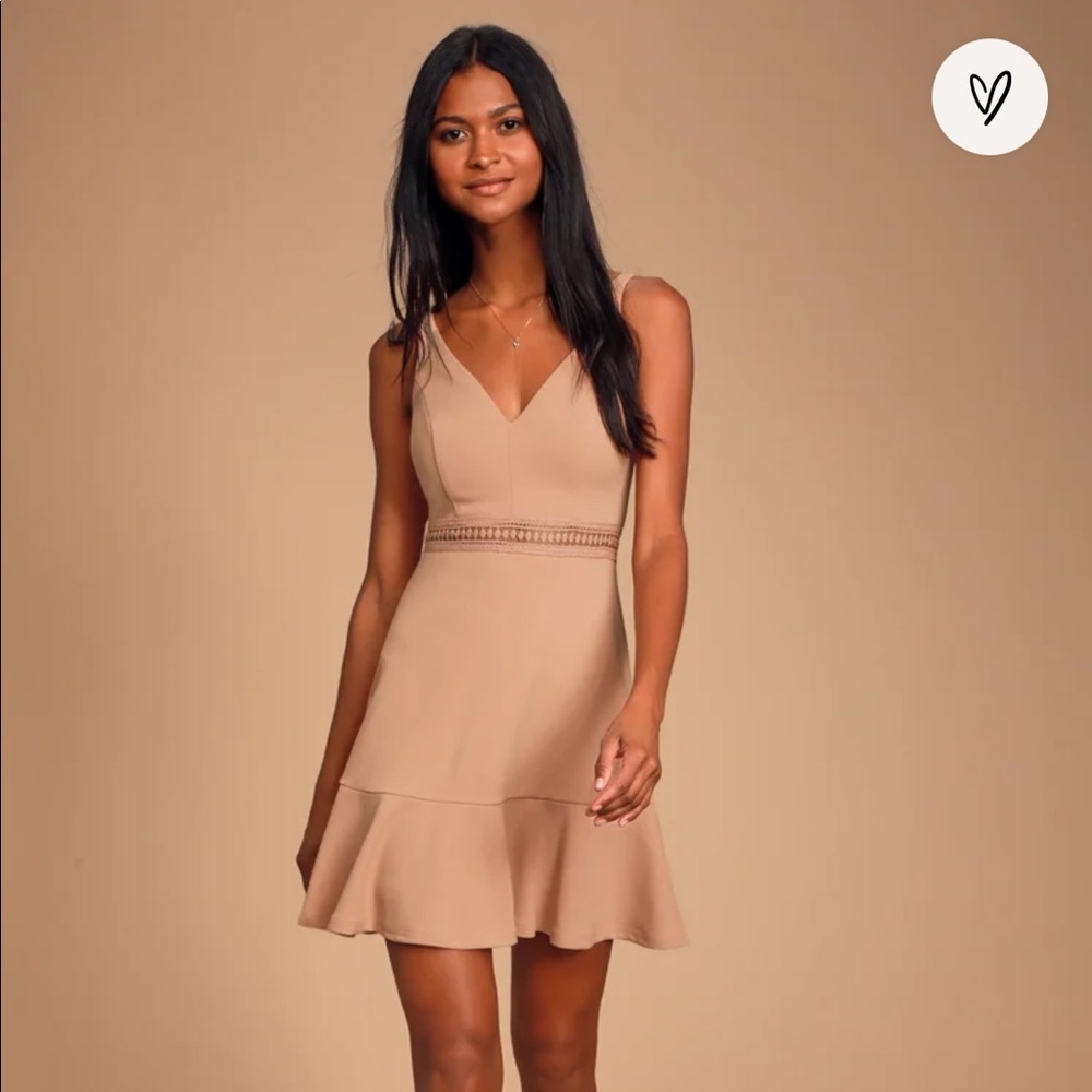 Lulus Lover Of Mine Nude Crochet Lace Mini Dress nude S